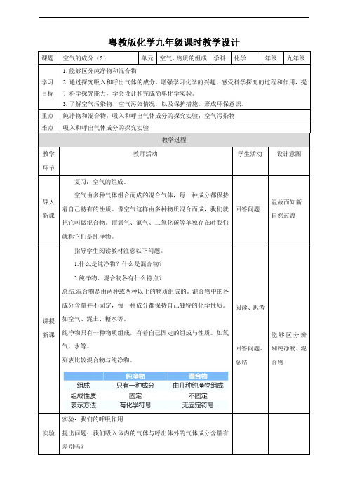 空气的成分（第2课时）（教案）