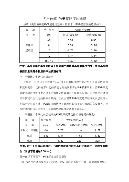 PVB厚度选用