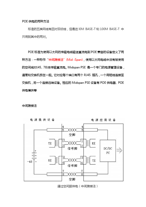 POE供电的两种方法：中间跨接法、末端跨接法