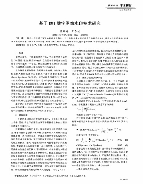 基于DWT数字图像水印技术研究