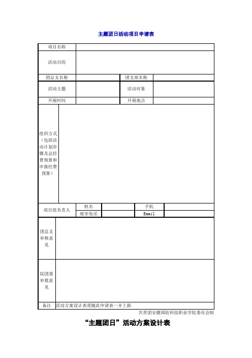 主题团日活动项目申请表