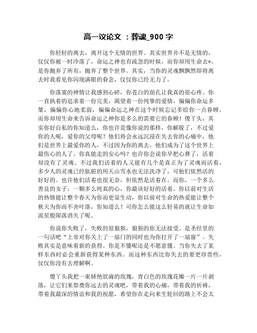 高一议论文 ：葬魂_900字