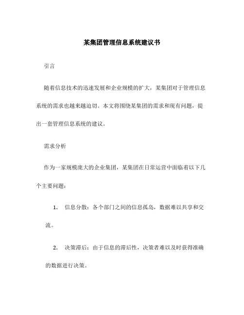 某集团管理信息系统建议书