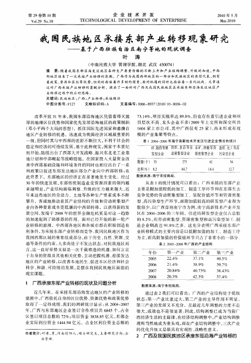 我国民族地区承接东部产业转移现象研究——基于广西壮族自治区南宁等地的现状调查