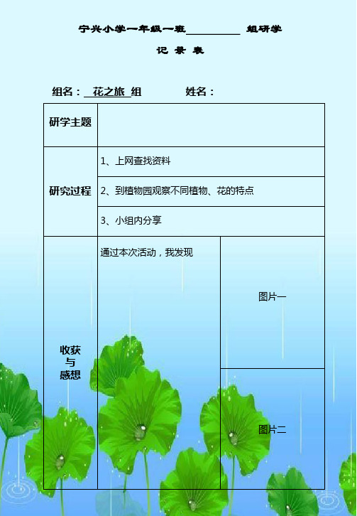 研学记录表