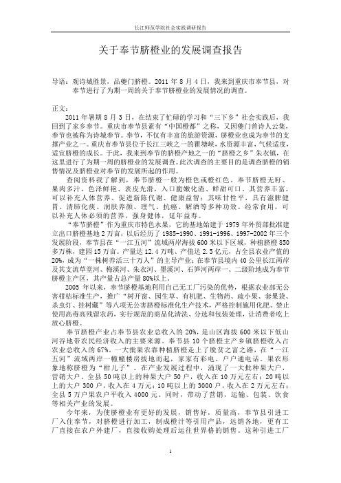 社会实践调查报告之奉节脐橙
