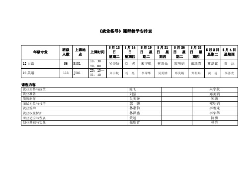 就业指导课上课时间安排表
