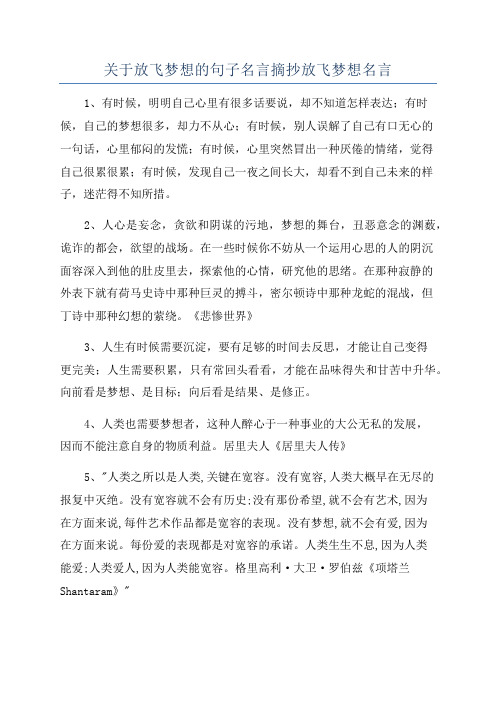 关于放飞梦想的句子名言摘抄放飞梦想名言