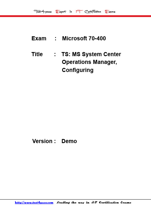 Test4pass Microsoft test 70-400 exam dumps vce 73-400 study guides