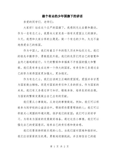 做个有志的少年国旗下的讲话