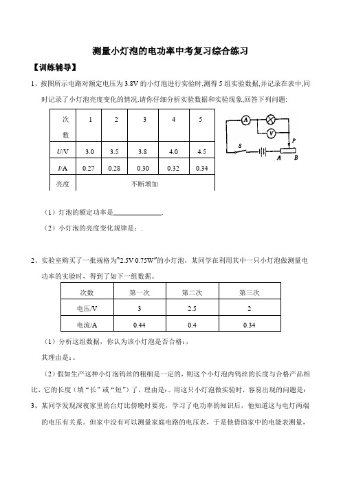 2021年 中考物理复习测量小灯泡的电功率 电与热