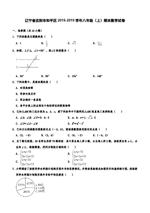 辽宁省沈阳市和平区2018-2019学年八年级(上)期末数学试卷 (含答案解析)