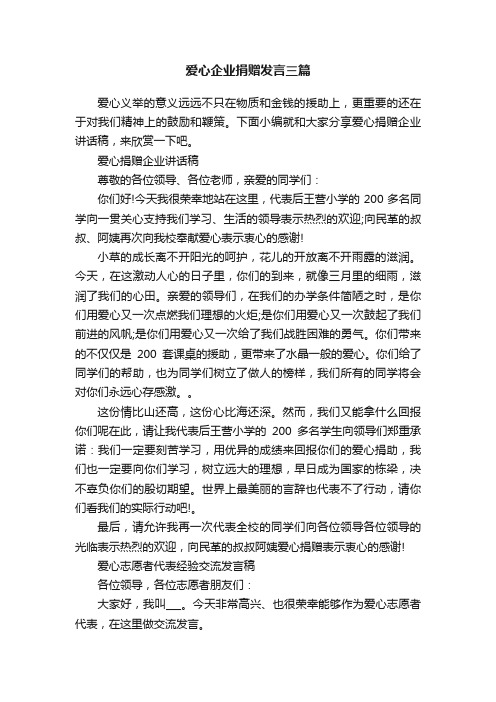 爱心企业捐赠发言三篇