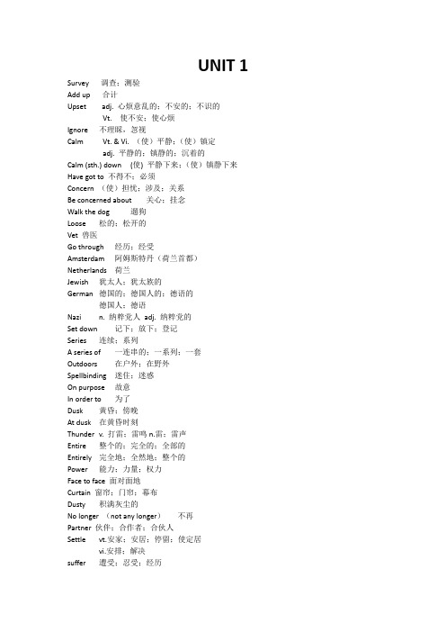 人教版英语必修1单词表(全unit1-unit5)