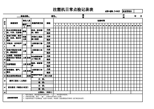 注塑机点检记录表