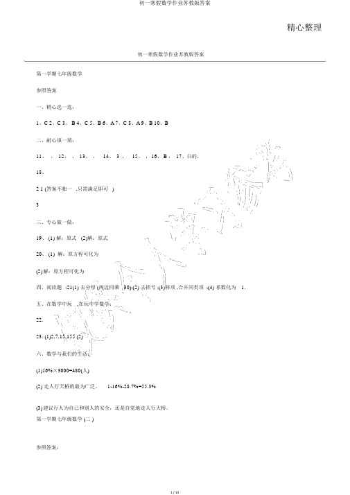 初一寒假数学作业苏教版答案