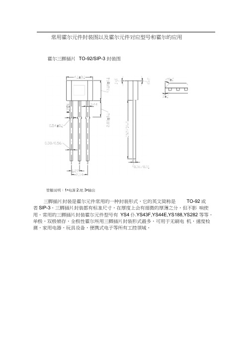 常用霍尔元件封装图以及霍尔元件对应型号和霍尔的应用