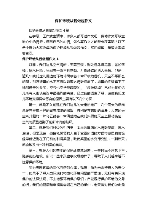 保护环境从我做起作文4篇