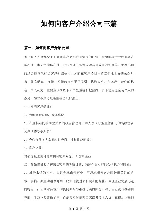 如何向客户介绍公司三篇