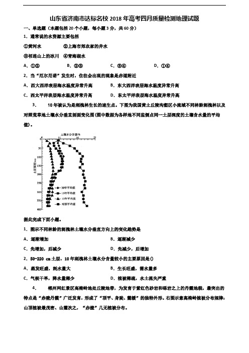 山东省济南市达标名校2018年高考四月质量检测地理试题含解析