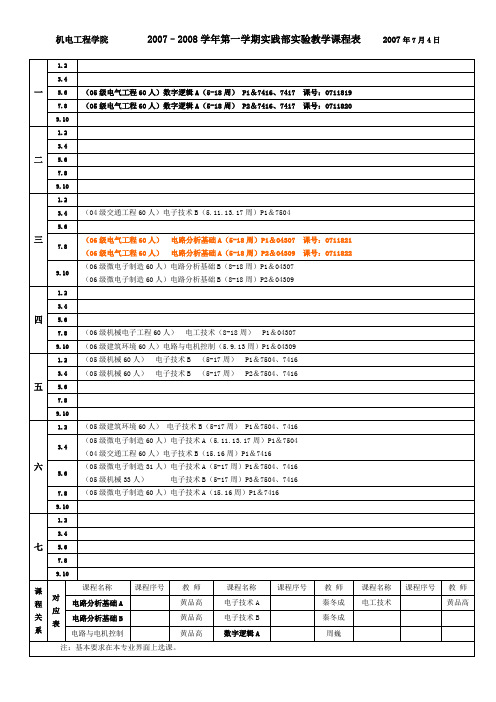 桂林电子工业大学 2728_1实践部实验教学课程表