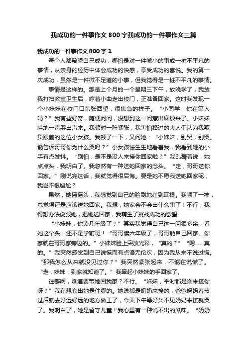 我成功的一件事作文800字我成功的一件事作文三篇