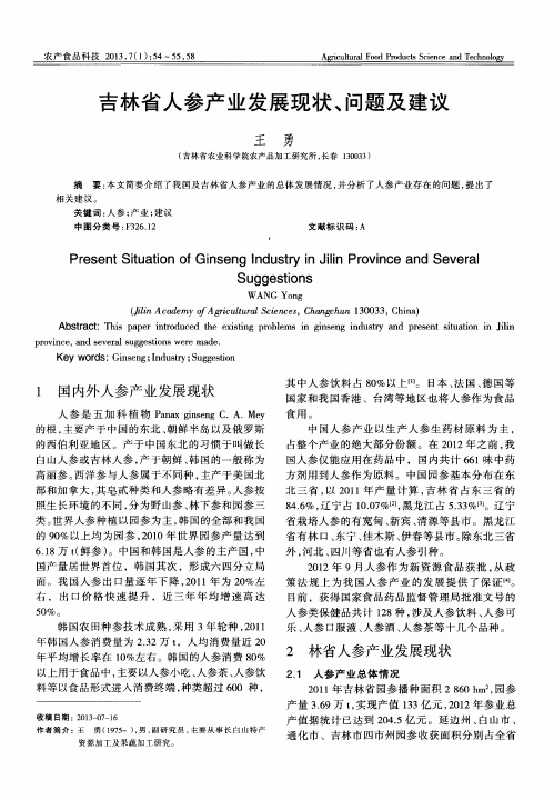 吉林省人参产业发展现状、问题及建议