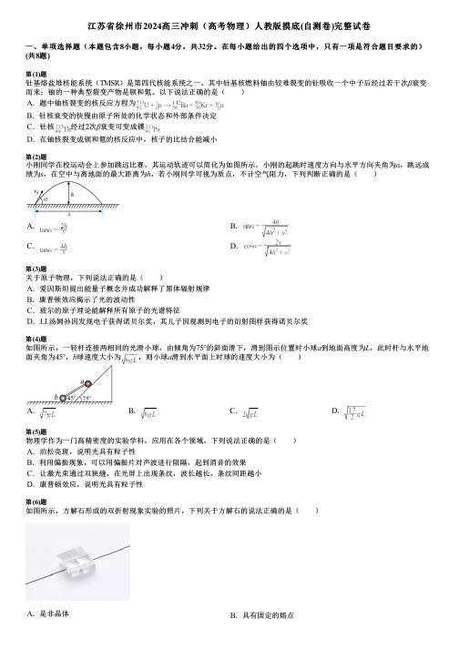 江苏省徐州市2024高三冲刺(高考物理)人教版摸底(自测卷)完整试卷