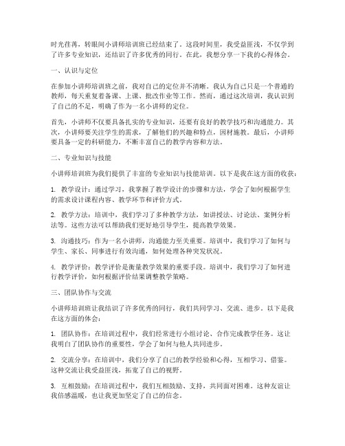 小讲师培训班心得体会范文