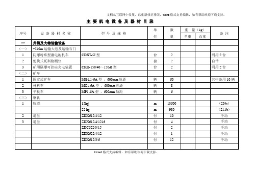 四方初设设备材表汇总