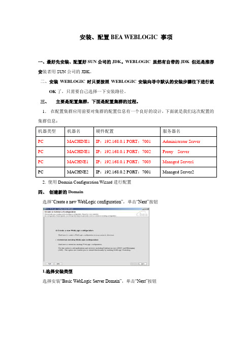 安装配置WEBLOGIC集群