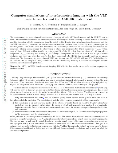 Computer simulations of interferometric imaging with the VLT interferometer and the AMBER i