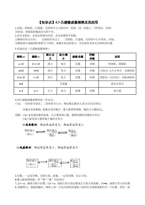 (完整版)凸透镜成像规律知识点整理