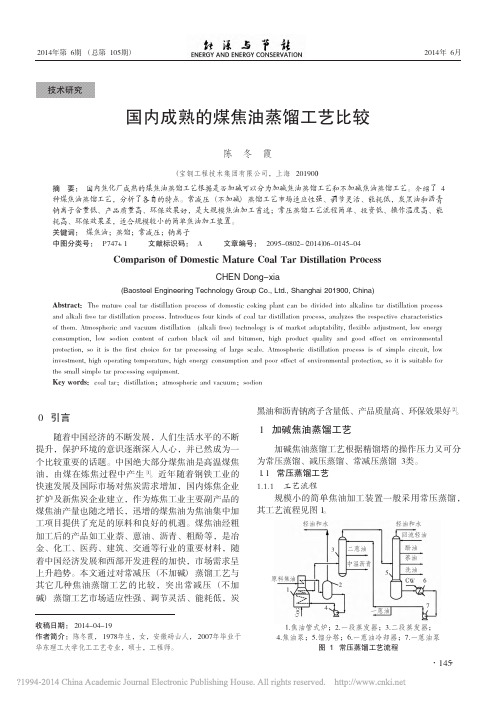 国内成熟的煤焦油蒸馏工艺比较_陈冬霞