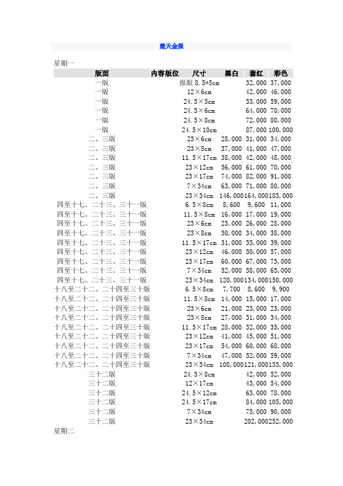 楚天金报刊例价