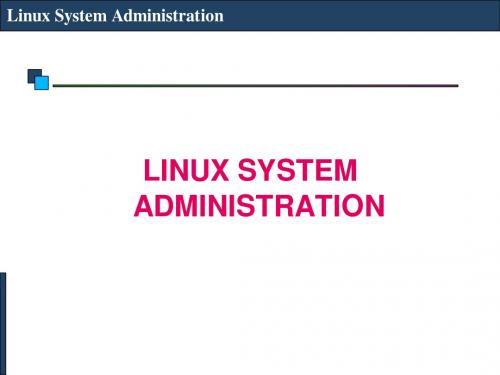 linux-lecture6 LINUX SYSTEM ADMINISTRATION