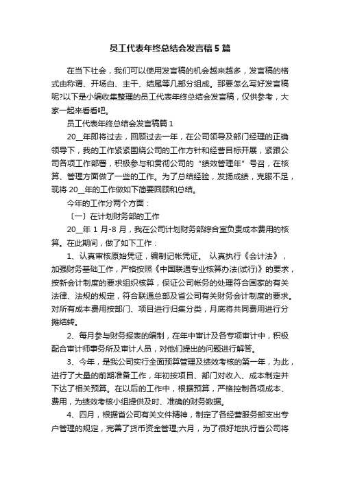 员工代表年终总结会发言稿5篇