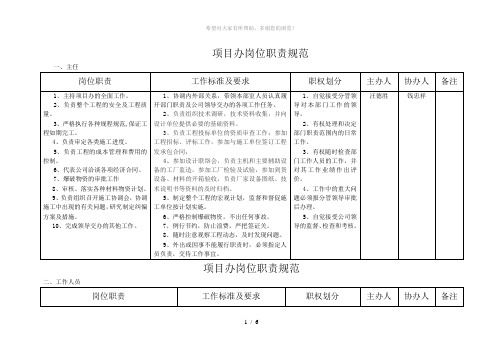 项目办岗位职责规范