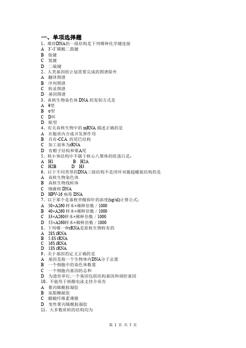 分子生物学及检验技术复习题(卫检) (1)