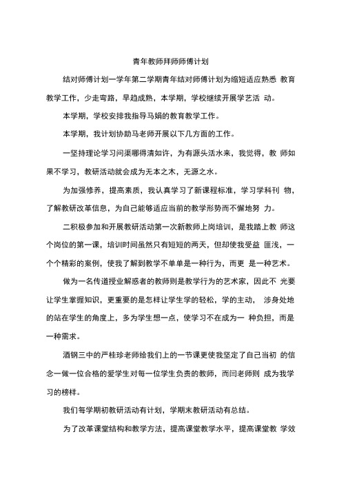 青年教师拜师师傅计划