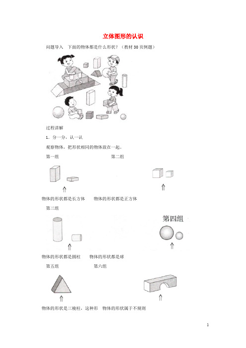 一年级数学上册 第6单元《认识图形(一)》知识讲解 立体图形的认识素材 苏教版