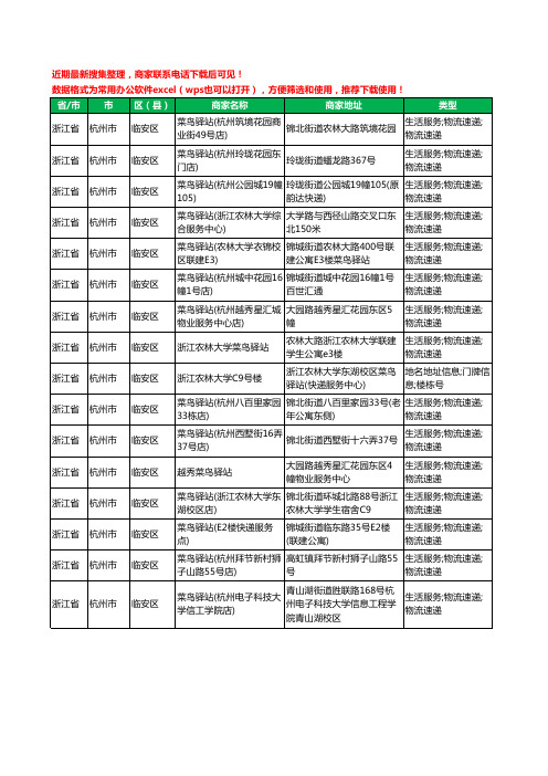 2020新版浙江省杭州市临安区菜鸟驿站工商企业公司商家名录名单黄页联系方式电话大全16家