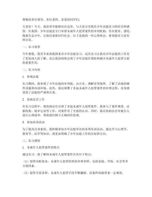 少年法庭经验交流发言稿范文