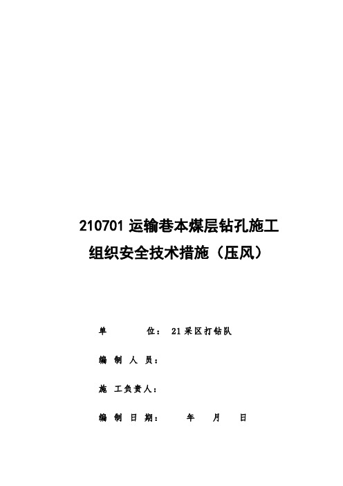 210701运输巷本煤层钻孔施工组织及安全技术措施(压风)