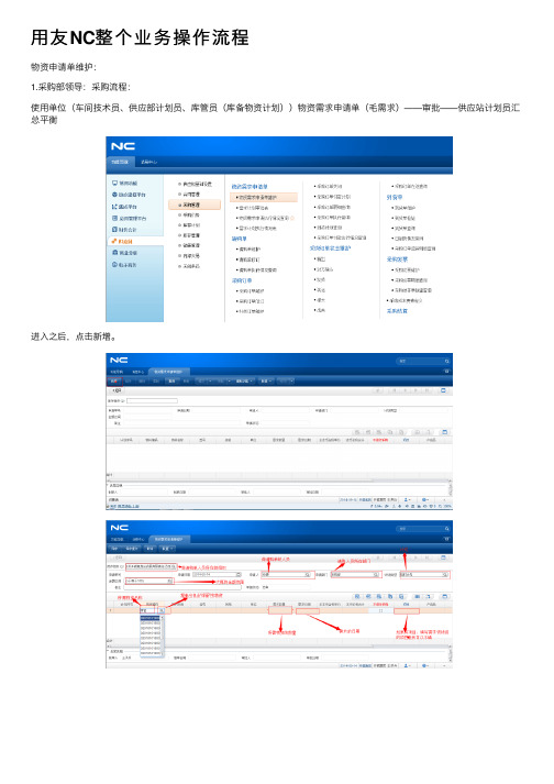 用友NC整个业务操作流程