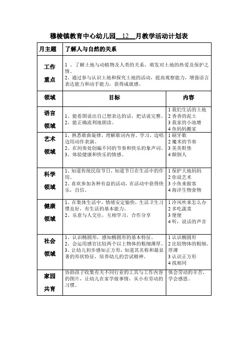 月计划表(12月)