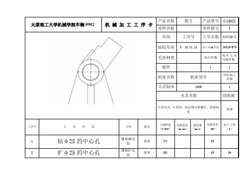 c415021拨叉孔加工工序卡