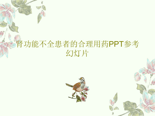 肾功能不全患者的合理用药PPT参考幻灯片共32页