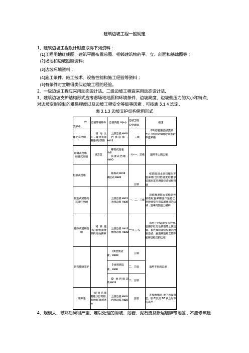 建筑边坡工程一般规定