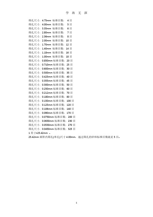 筛网孔径和目数对照表(2020年7月整理).pdf